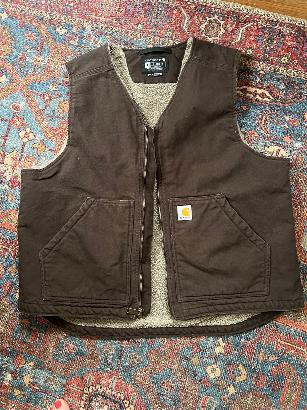 Carhartt Men’s Relaxed Fit Washed Duck Sherpa Lined Vest SZ L